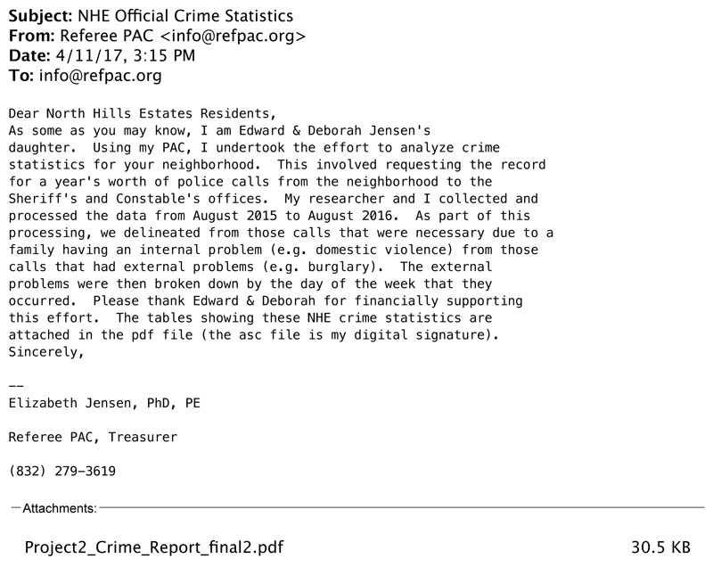 NHE Official Crime Stats Email